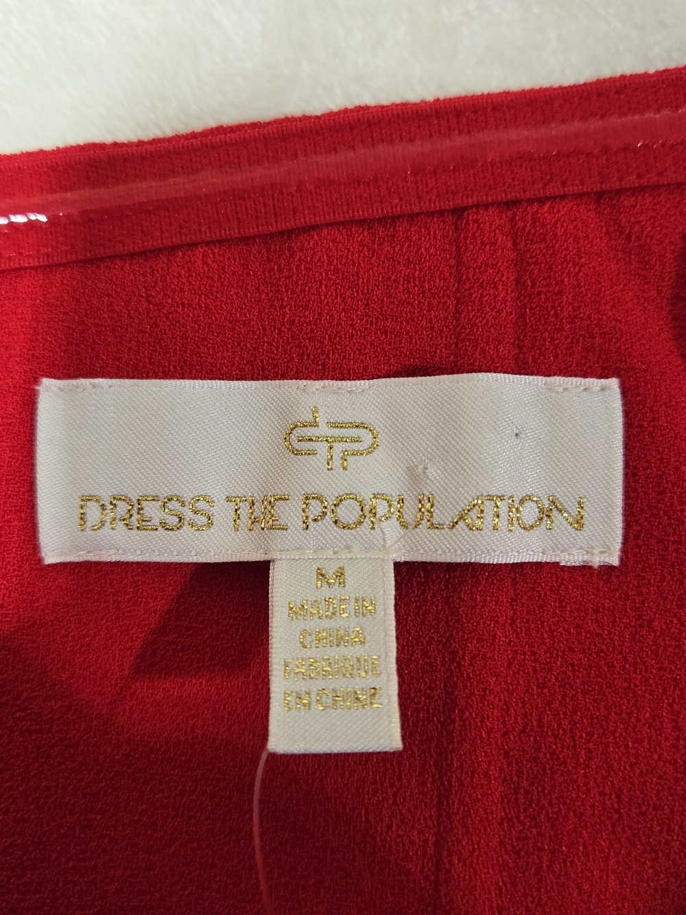 Dress the Population Red Off The Shoulder Sheath Dress Stretch Crepe M New - Picture 5 of 9